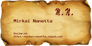 Mirkai Nanetta névjegykártya